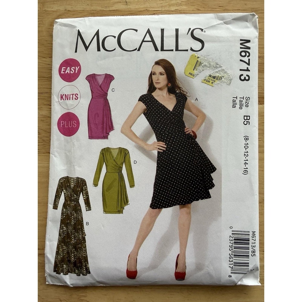McCall's Easy Knits Plus Pattern M6713 Misses' Women's Dresses Size 8-16 UC FF